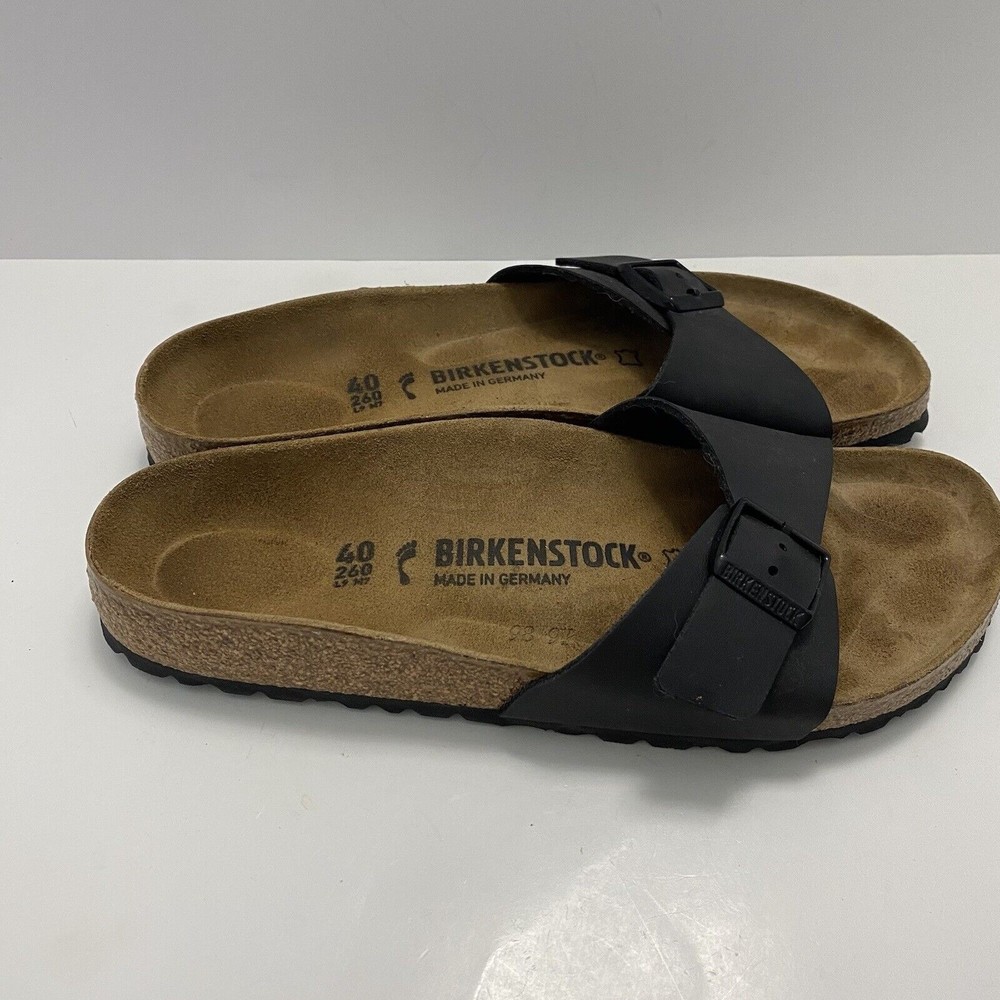 Birkenstock Madrid Sandals Women's 9 US 40 EU Narrow Black Slides Birko-Flor
